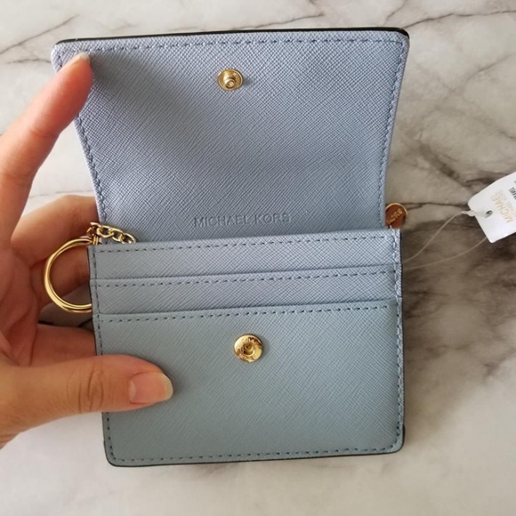 NWT Michael Kors Light Blue Card Holder Wallet - Picture 3 of 6